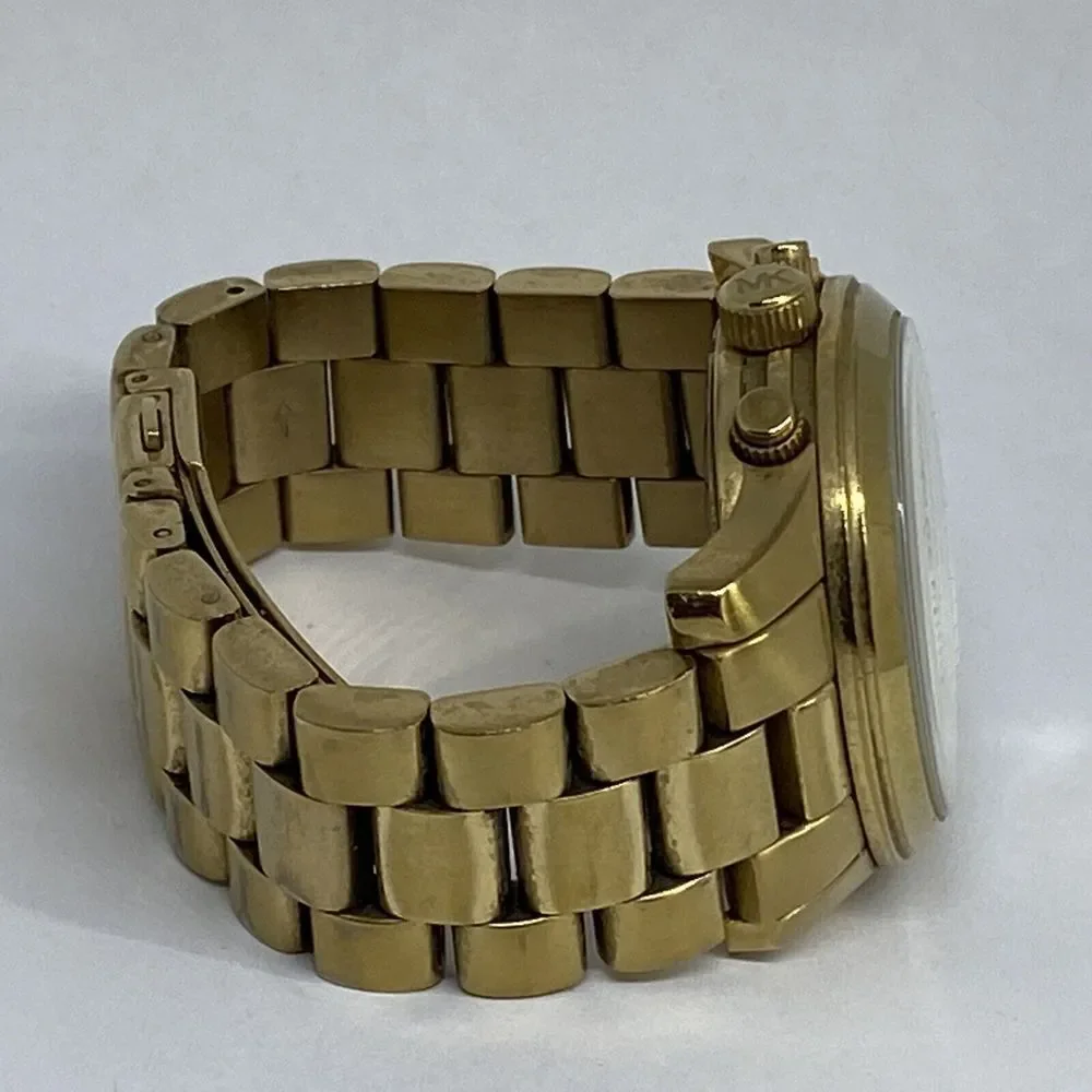 Michael Kors MK5055 Unisex Gold Stainless Steal Analog Dial Quartz Watch GE445